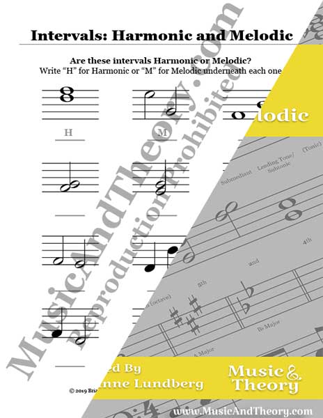 Harmonic & Melodic Intervals: Theory Worksheets | MusicAndTheory.com